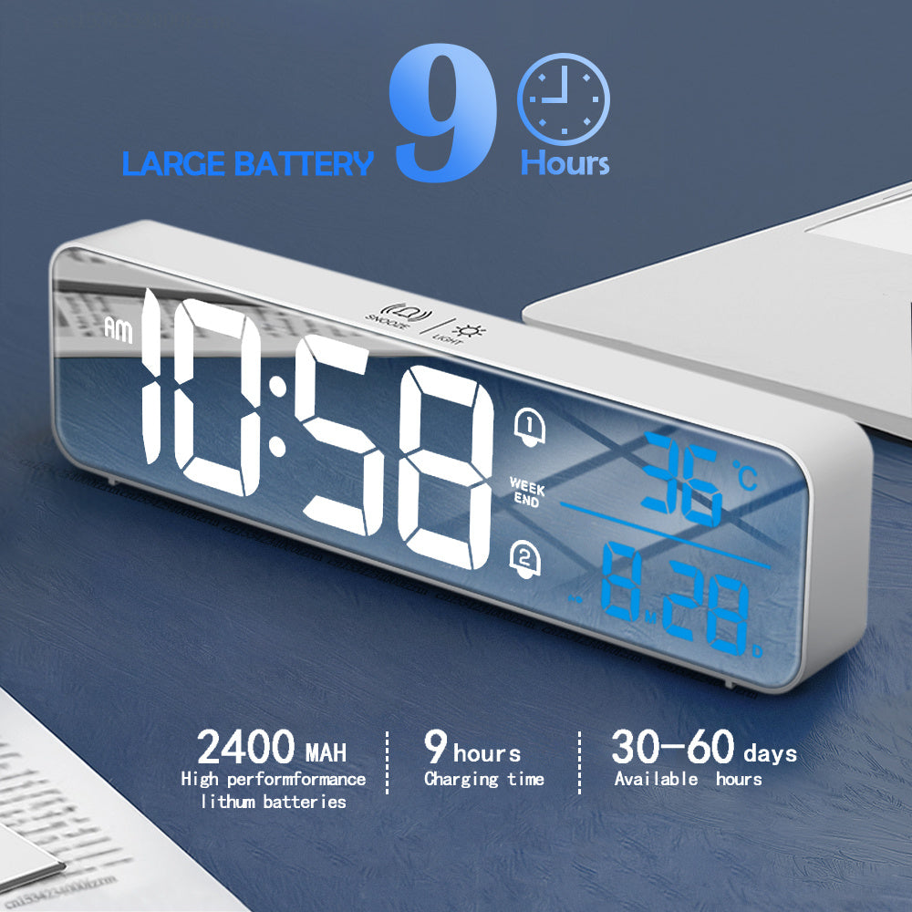 Music LED Digital Alarm Clock – Multifunctional Mirror & Time Display