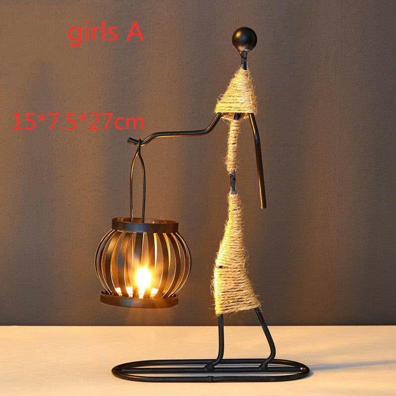 Whimsical Girl Iron Candlestick – Playful & Charming Decor