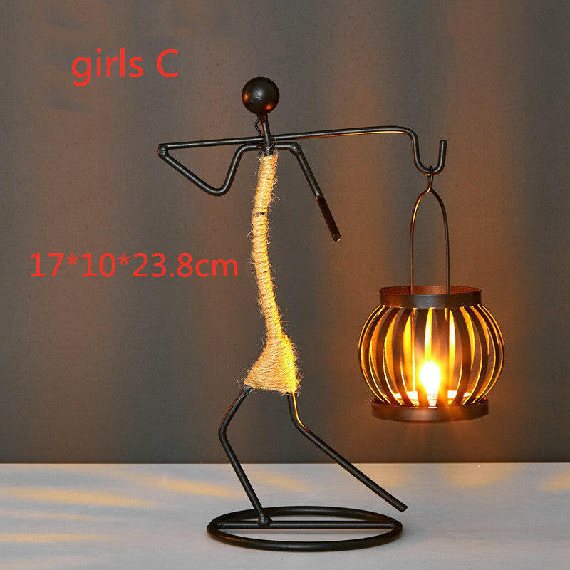 Whimsical Girl Iron Candlestick – Playful & Charming Decor