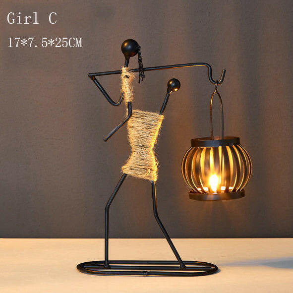 Whimsical Girl Iron Candlestick – Playful & Charming Decor